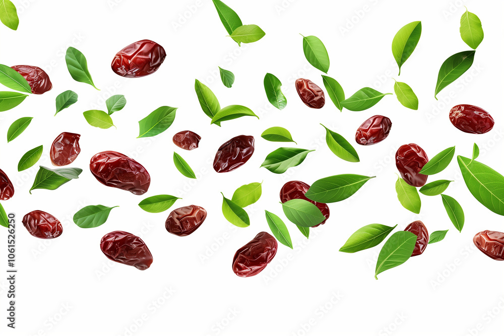 flying fresh date fruits with green leaves isolated on white background. clipping path.
flying fresh date fruits with green leaves isolated on white background. clipping path.