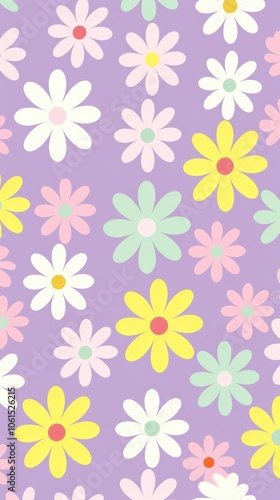 Smiling flower pattern backgrounds abstract daisy.