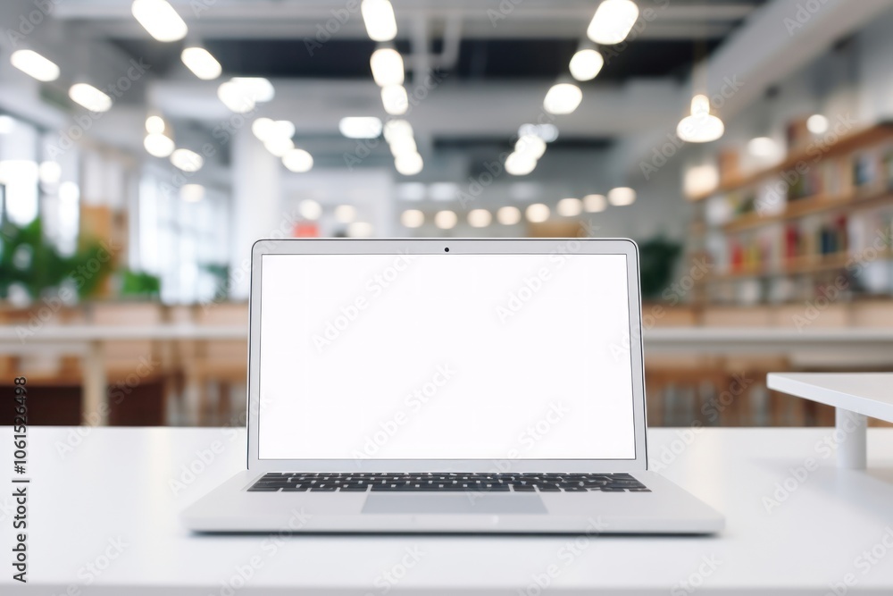 Laptop on white table furniture computer office. Laptop on white table furniture computer office.