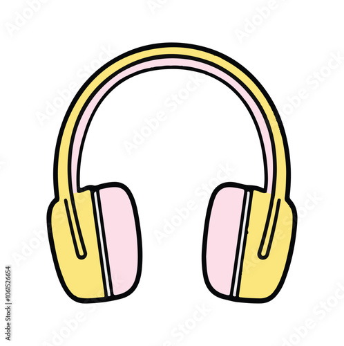 Cute Cartoon Headphones, Cute Headphones Vector, Cute Headphones Clipart