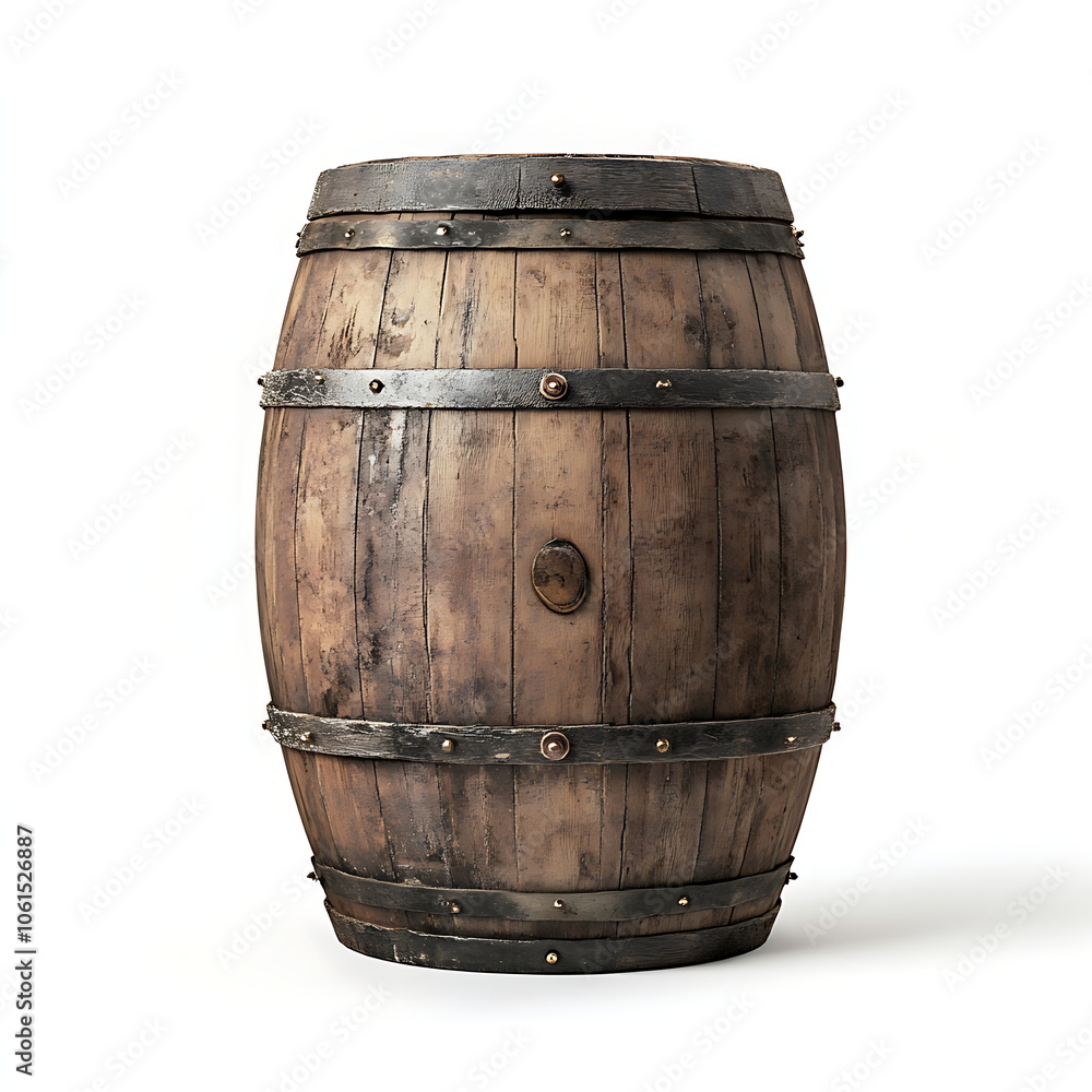Obraz premium Wooden barrel isolated on a white background