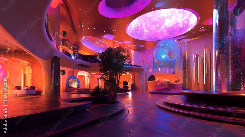 Obraz premium Quantum Entanglement Family Reunion Venue Surreal Dreamlike Gathering across Parallel Dimensions