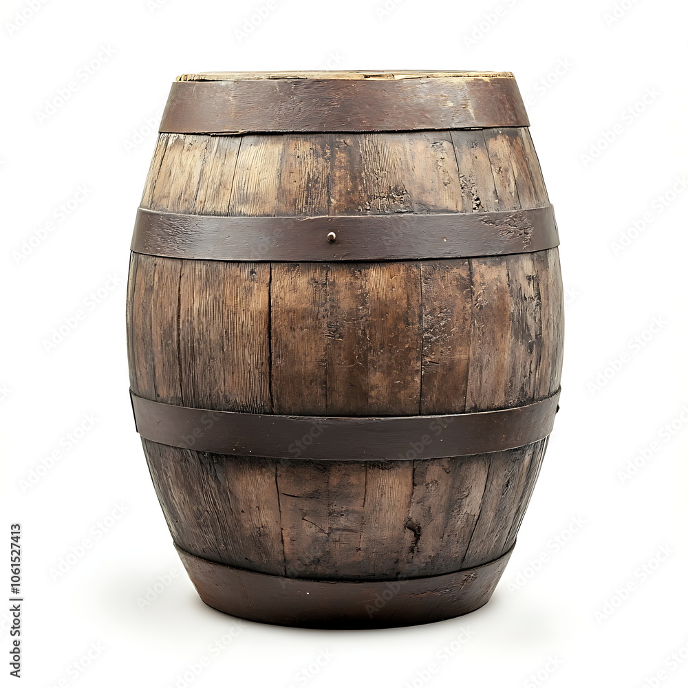 Fototapeta premium Wooden barrel isolated on a white background