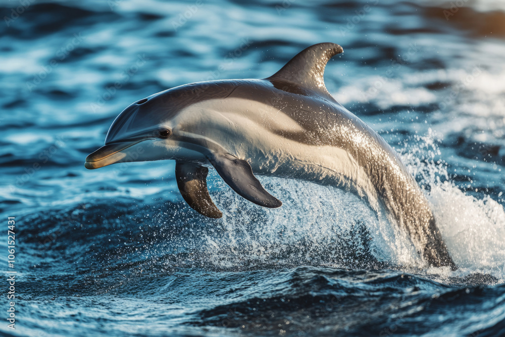 Obraz premium Dolphin jumping out of the water in the ocean