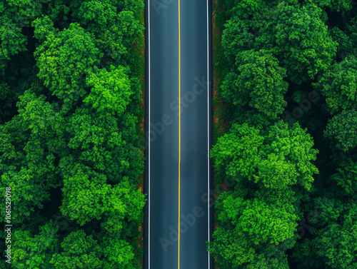 Winding Road Through Lush Green Forest Scene