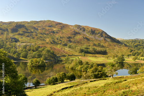 View over Rydal Water from Coffin Route path in the Lake District, Cumbria