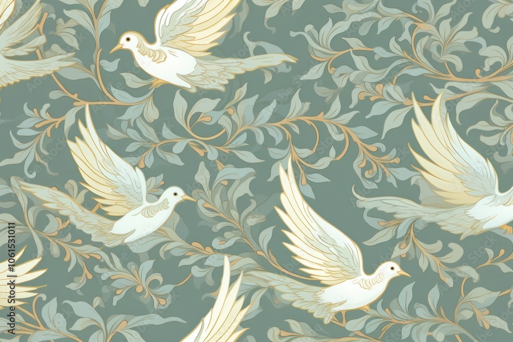 Doves art wallpaper pattern. Doves art wallpaper pattern.