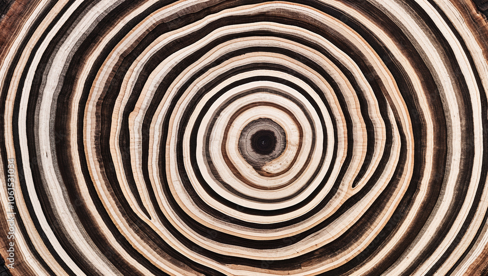 Fototapeta premium Concentric tree rings representing the passage of time in nature