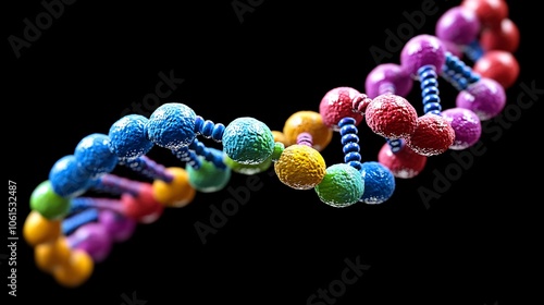 Holographic interface showing DNA mutations and genetic variations, symbolizing future biotechnological potential with empty space for text