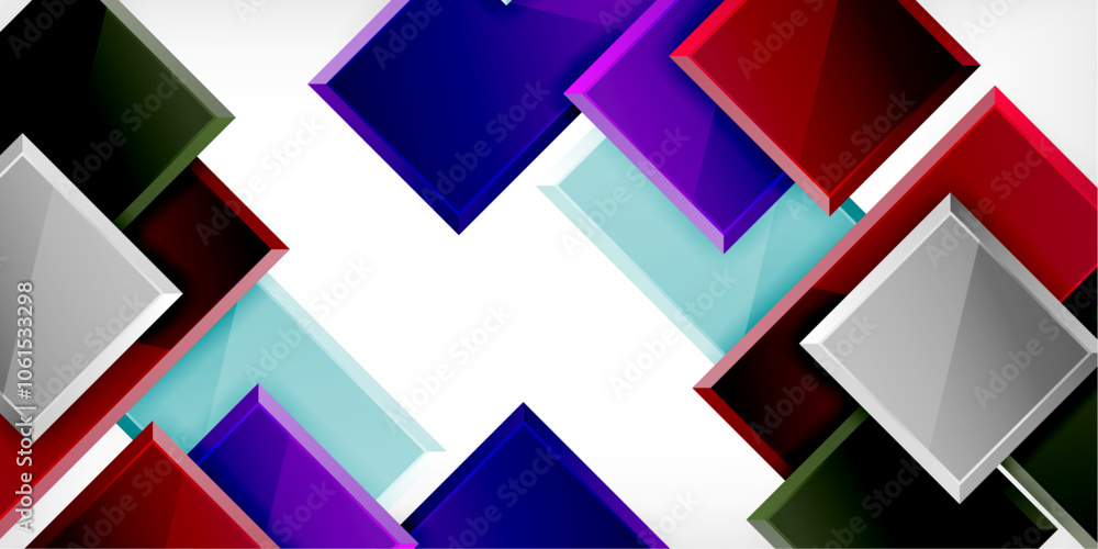 Glass toy style square shapes abstract design. Vector Illustration For Wallpaper, Banner, Background, Card, Book Illustration, landing page Glass toy style square shapes abstract design. Vector Illustration For Wallpaper, Banner, Background, Card, Book Illustration, landing page
