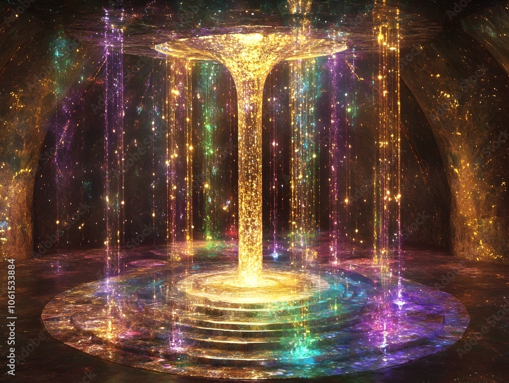 Obraz premium Shimmering Fountain of Transcendent Psychic Energy Mesmerizing Kaleidoscopic Portal to the Collective Unconscious