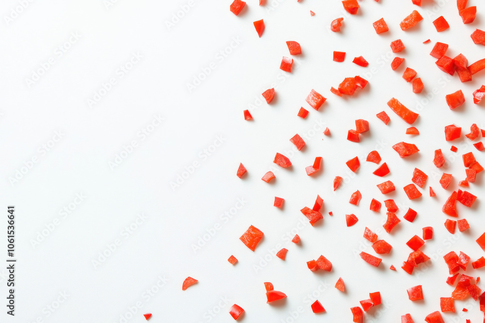 Sliced red pepper on white background. Sliced red pepper on white background.