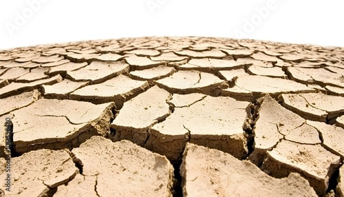 a close-up of cracked dry earth, realistic texture, rich detail, arid environment, isolated on white background