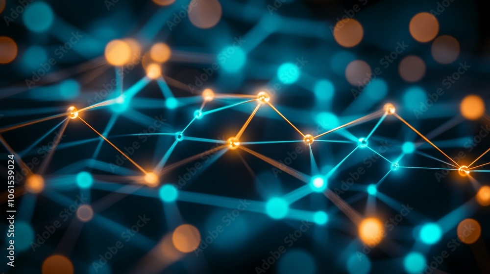 Abstract Digital Network Connection with Glowing Lines and Nodes Abstract Digital Network Connection with Glowing Lines and Nodes