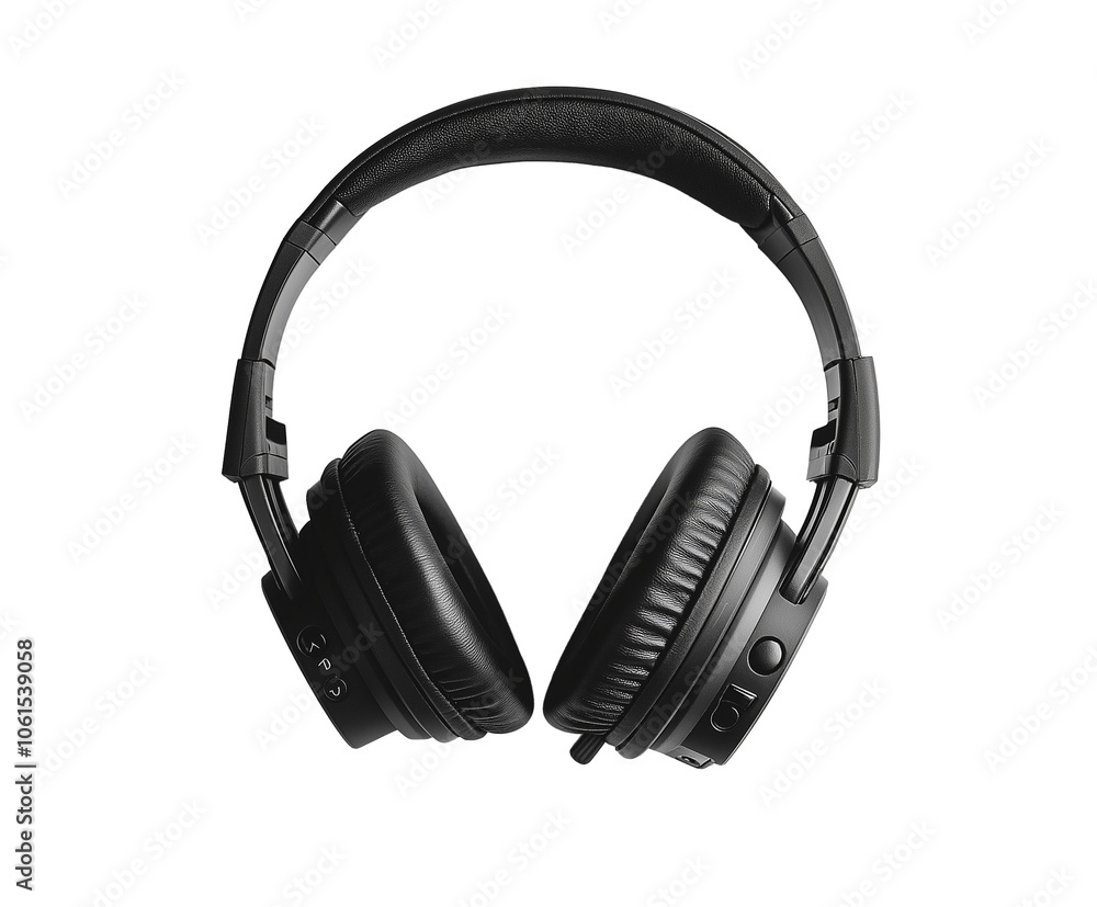 Folded Black Headphones Isolated on transparent Background, Ideal for Tech Product Mockups and Branding Folded Black Headphones Isolated on transparent Background, Ideal for Tech Product Mockups and Branding