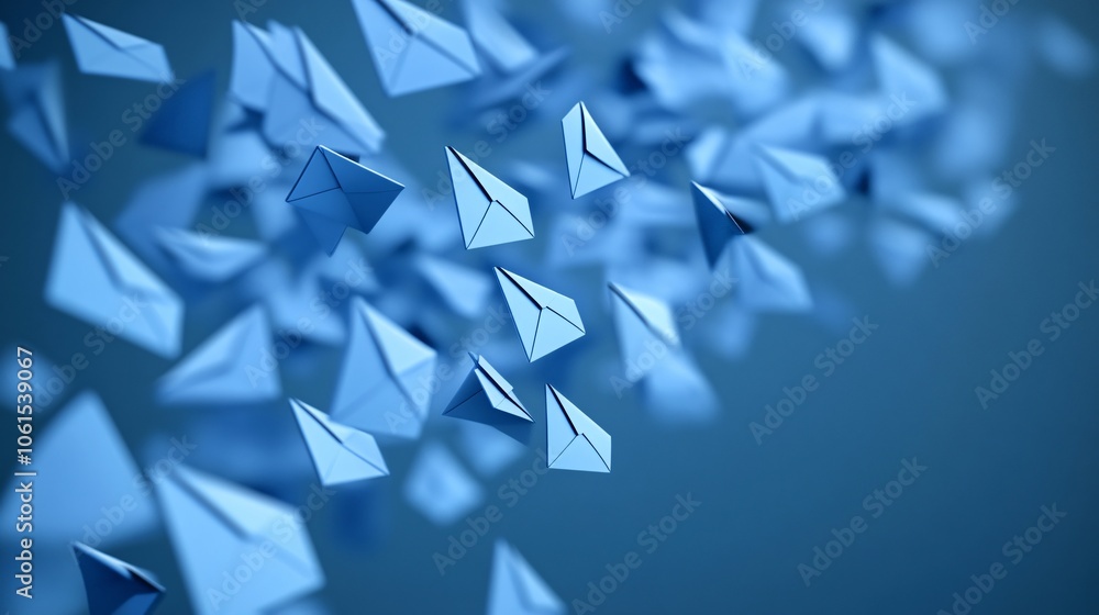 Fototapeta premium Digital illustration of email marketing workflow with funnel visuals, segmentation, and performance tracking, representing the power of targeted campaigns with empty space for text