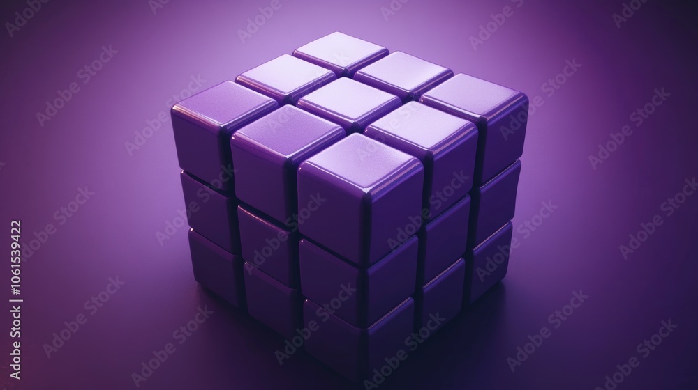 3D Purple Cube Abstract Geometric Shape Design 3D Purple Cube Abstract Geometric Shape Design