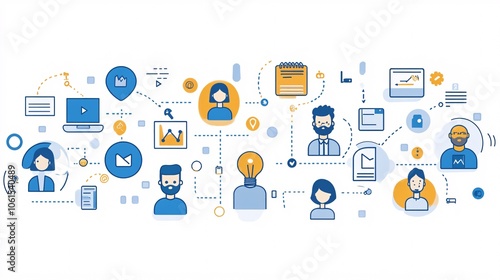 Wallpaper Mural Customer journey mapping on a whiteboard, with visuals representing touchpoints from initial awareness to purchase and loyalty phases with empty space for text Torontodigital.ca