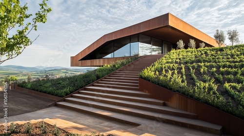 Eco-Sustainable Elegance: The Architectural Staircase at Marchesi Antinori Winery in Tuscany