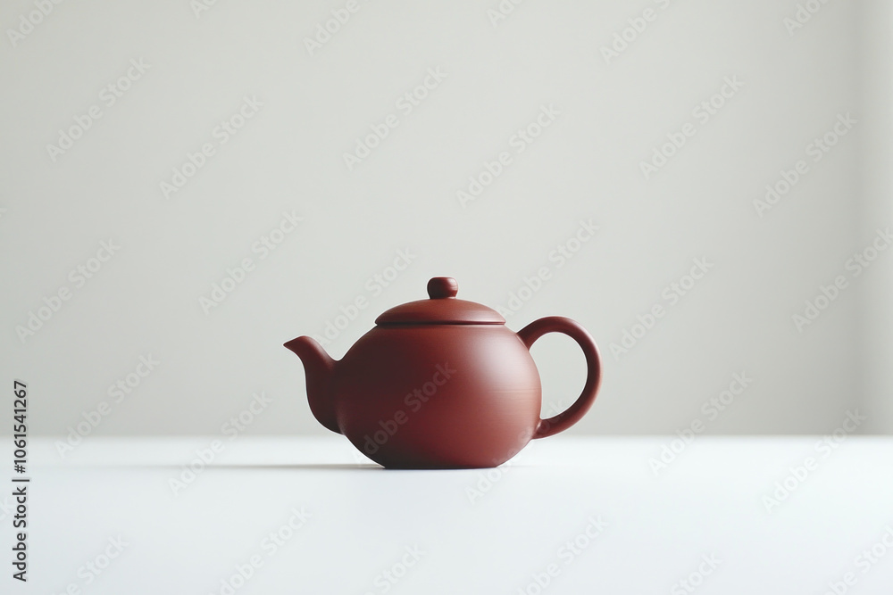 Red teapot on white table with steam rising. Green plants in background, creating a cozy and inviting atmosphere in a sunlit room. Red teapot on white table with steam rising. Green plants in background, creating a cozy and inviting atmosphere in a sunlit room.