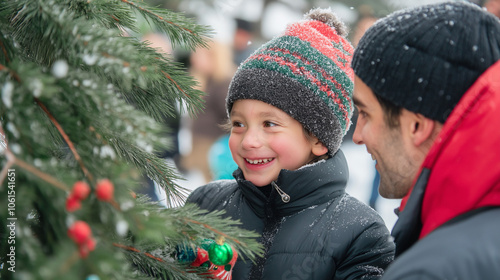 A community Christmas event at a local park, featuring blended families and friends participating in games and activities