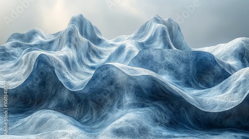 Wallpaper Mural A surreal landscape of flowing, icy blue mountains under a cloudy sky. Torontodigital.ca