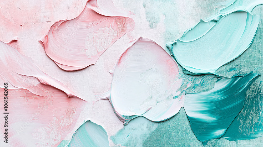 Obraz premium Pastel Abstract Acrylic Paint Strokes Wallpaper with Textured Brush Details and Soft Color Palette