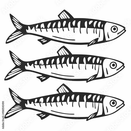 Sardine Line Art Vector Design