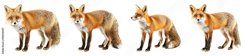 Obraz premium Set of fox isolated on transparent background, png, cut out