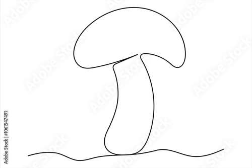 Continuous single line of drawing of mushroom edible Fresh raw vegetable concept outline vector illustration