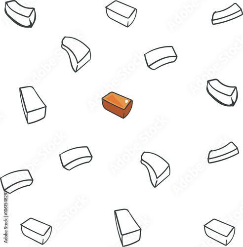 Cartoon bricks and one gold block.