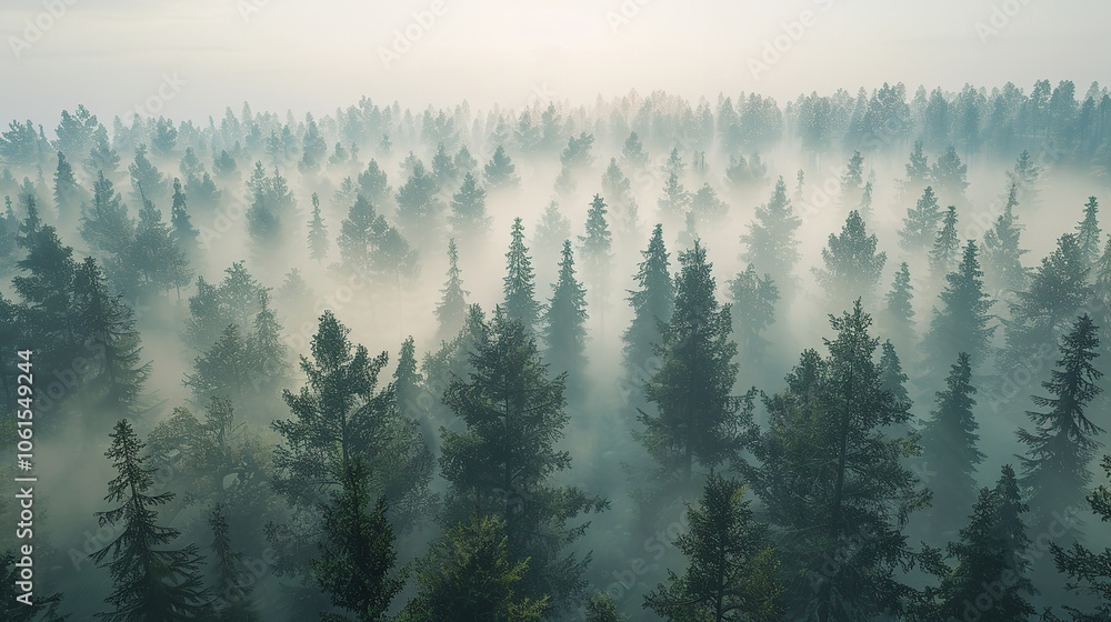 Aerial View of a Misty Forest on a Foggy Day, 8K Realistic Aerial View of a Misty Forest on a Foggy Day, 8K Realistic