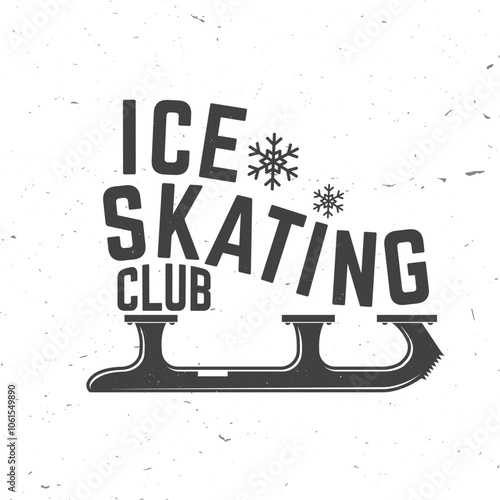 Ice Skate club logo, badge design. Concept for shirt or logo, print, stamp or tee. Winter sport. Vector illustration. Ice skating sport championship.