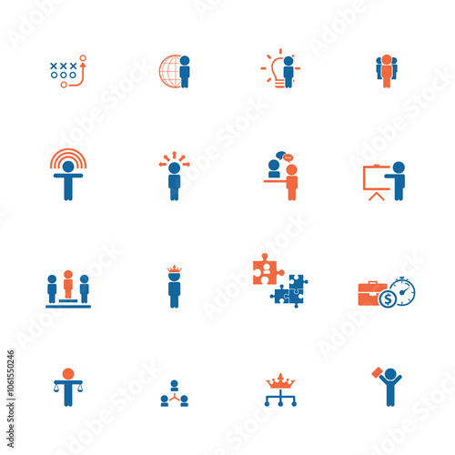 Universal business management and human resources icon set. Universal icons for web and mobile. Vector.
