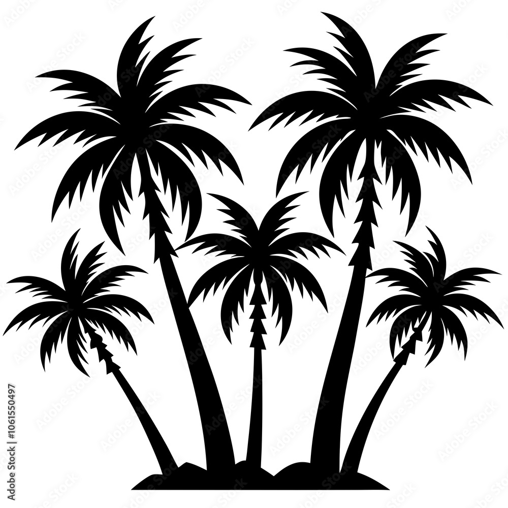 Fototapeta premium silhouette of palm tree, silhouette of palm trees, palm tree silhouette