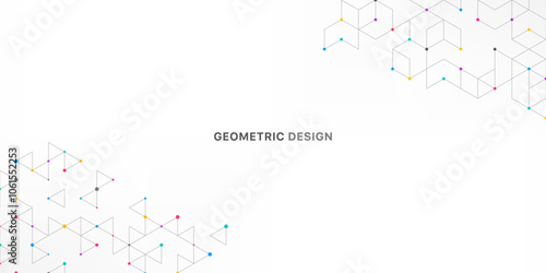 Abstract vector background with simple geometric figures and dots. Graphic design element and polygonal shape pattern