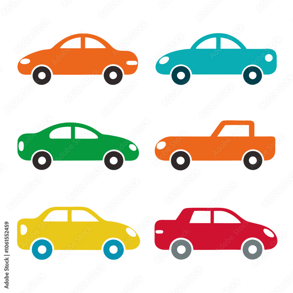 set of funny cartoon cars set of funny cartoon cars