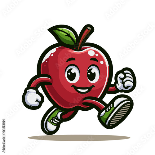 Cartoon apple mascot character. Isolated vector illustration