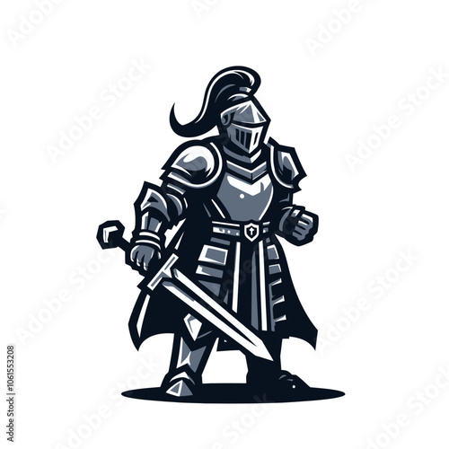  knight character mascot. Isolated vector illustration