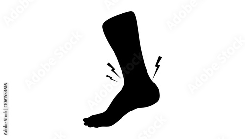 ankle sprain, black isolated silhouette