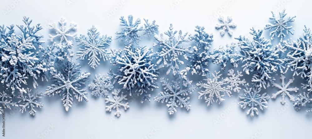 Snowflake border on white winter background Snowflake border on white winter background
