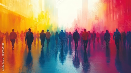 Wallpaper Mural Highly detailed outline of the Hindu Holi Festival parade, with revelers creating peaks of color and valleys of joy. Torontodigital.ca