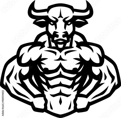 Bodybuilder with a bull head.