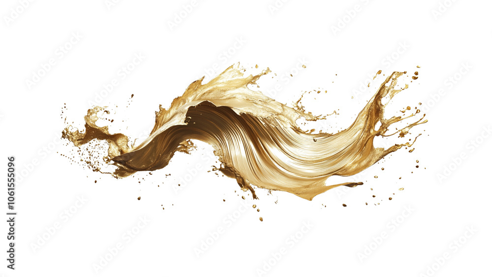 Fototapeta premium Golden liquid splash creates dynamic and elegant visual effect