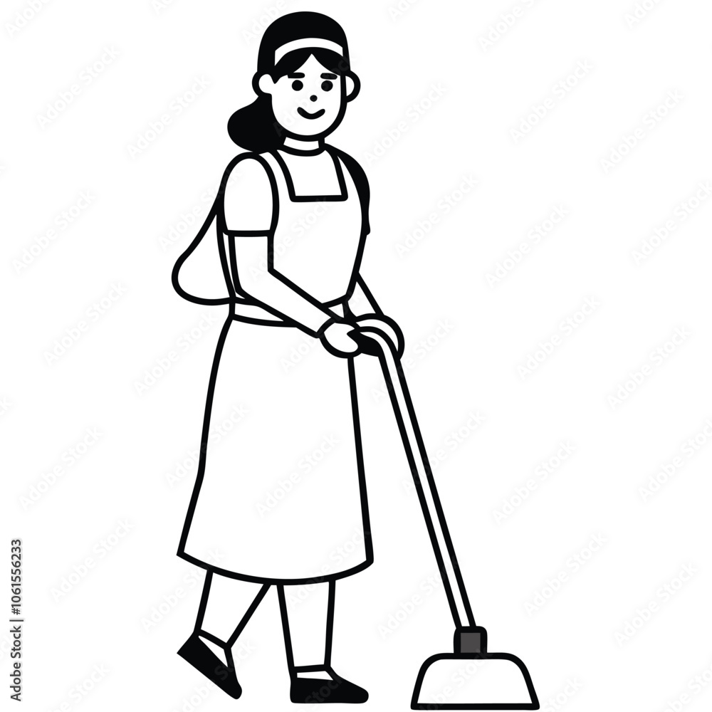minimalist maid with a vacuum cleaner icon Adobe Illustrator Artwork minimalist maid with a vacuum cleaner icon Adobe Illustrator Artwork