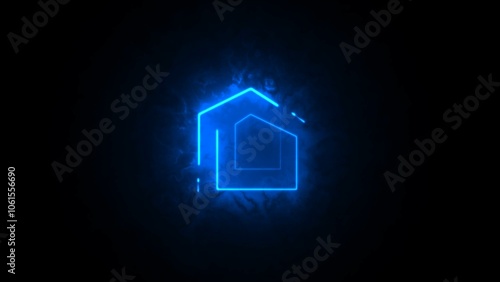 House neon icon and area square. Real estate set elements.