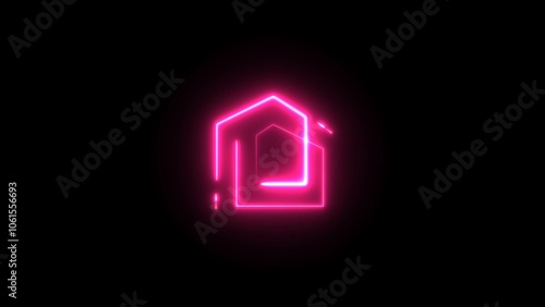 House neon icon and area square. Real estate set elements.
