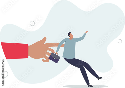 Fired employee, layoff or dismissal worker, misconduct or underperform staff, failure or trouble employment, jobless or unemployment concept.flat characters.