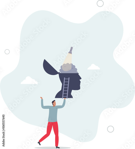 Memory loss and problem with information forgetting.Alzheimer medical disease as psychological research for medical mental disorder.flat characters.