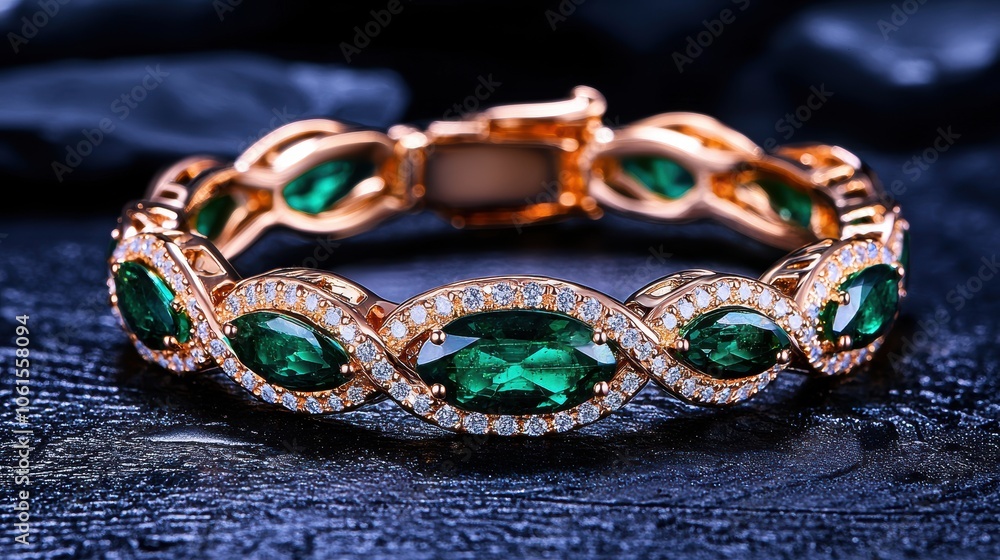 Elegant Handcrafted Emerald and Diamond Bracelet Elegant Handcrafted Emerald and Diamond Bracelet